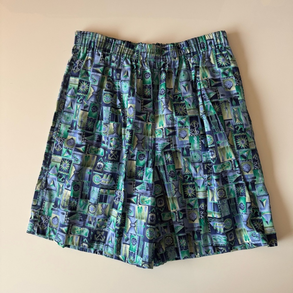 NEW Vintage 90s Toucan Dance Shorts Mens Large Colorful AOP Beach Sail Boat Knot - Picture 1 of 8